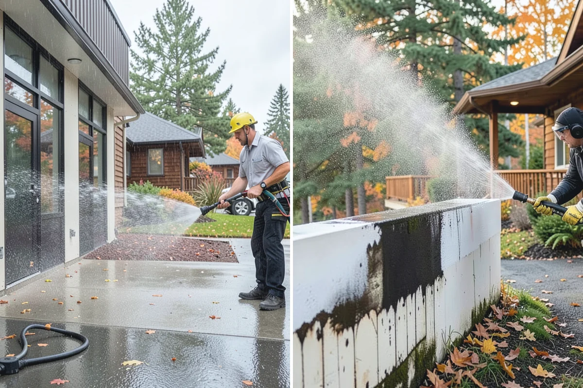 Concrete Walkway Cleaning in Hamilton, Skagit County, WA - Clear debris and protect adjacent planting beds