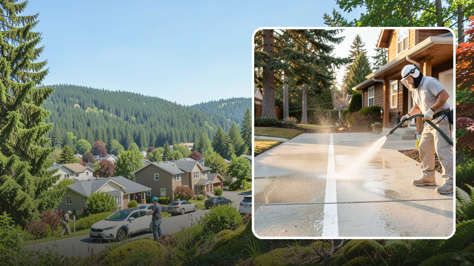 Concrete Walkway Cleaning in Index, Snohomish County, WA - Deep-clean poured concrete walkways to lift years of Northwest grime, algae, and shaded discoloration.
