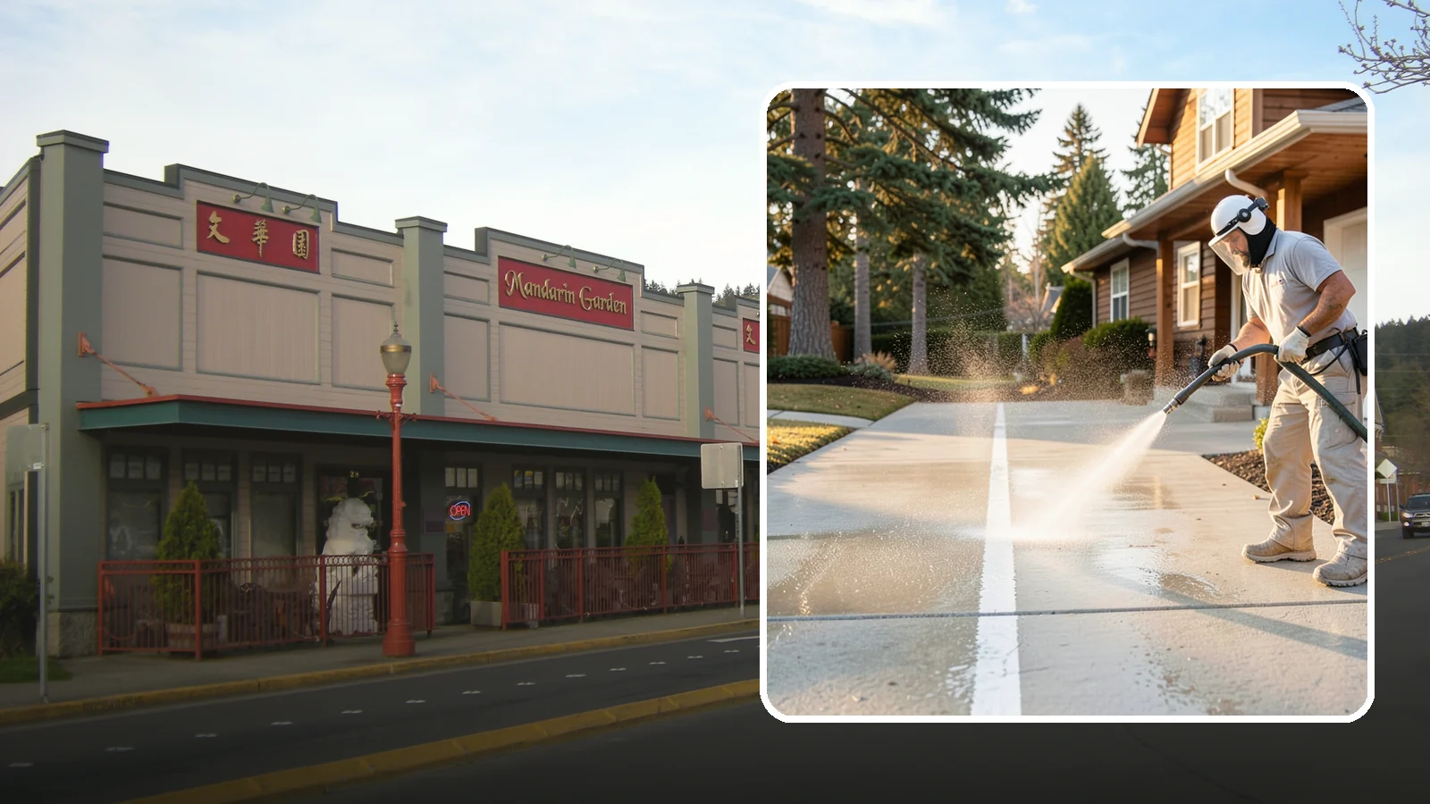 Concrete Walkway Cleaning in Issaquah, King County, WA - Deep-clean poured concrete walkways to lift years of Northwest grime, algae, and shaded discoloration.