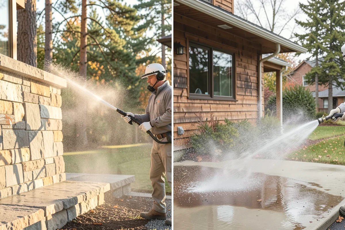 Concrete Walkway Cleaning in Issaquah, King County, WA - Clear debris and protect adjacent planting beds