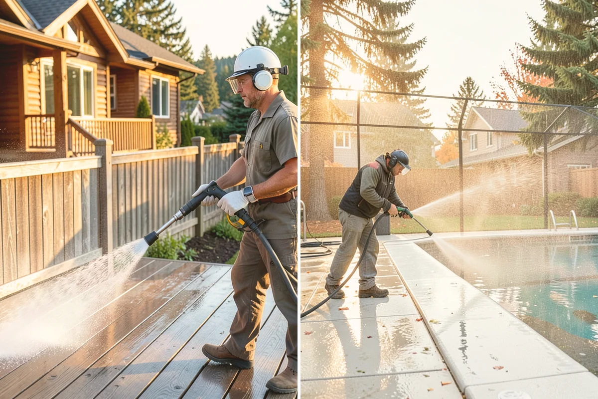 Concrete Walkway Cleaning in Kent, King County, WA - Clear debris and protect adjacent planting beds