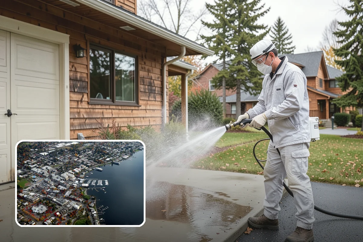 Concrete Walkway Cleaning in Kirkland, King County, WA - Lifts embedded grime from porous concrete
