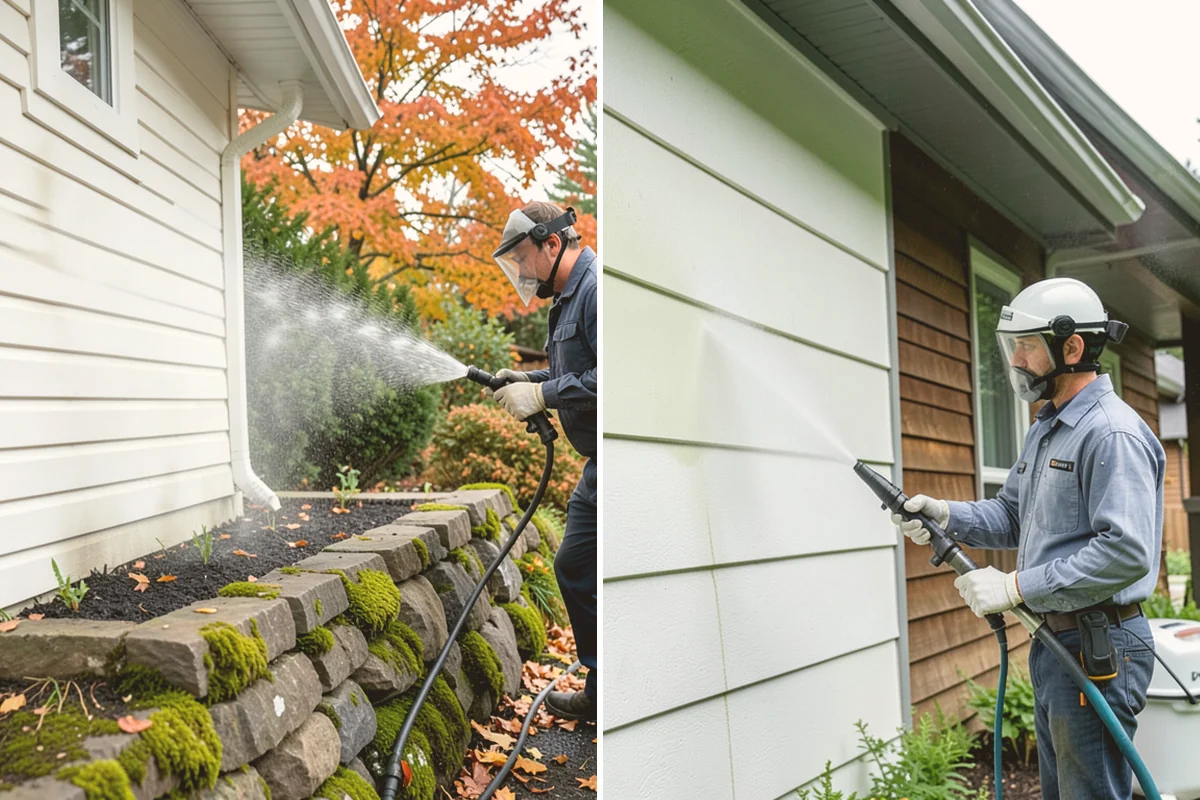 Concrete Walkway Cleaning in Kirkland, King County, WA - Clear debris and protect adjacent planting beds