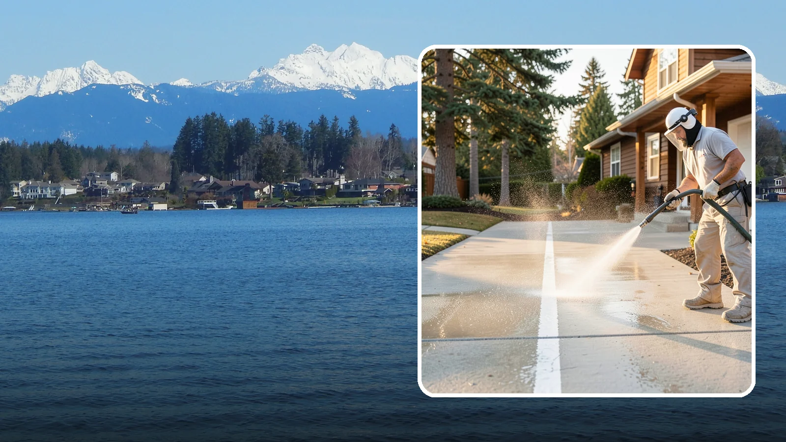 Concrete Walkway Cleaning in Lake Stevens, Snohomish County, WA - Deep-clean poured concrete walkways to lift years of Northwest grime, algae, and shaded discoloration.