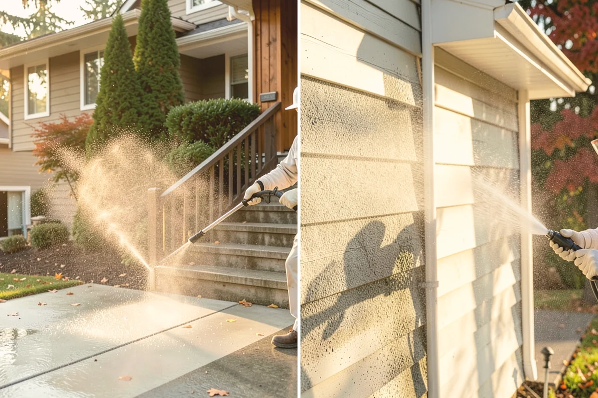 Concrete Walkway Cleaning in Langley, Island County, WA - Clear debris and protect adjacent planting beds