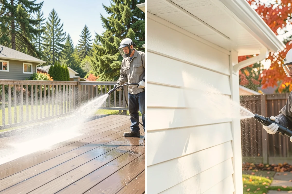 Concrete Walkway Cleaning in Lynnwood, Snohomish County, WA - Clear debris and protect adjacent planting beds