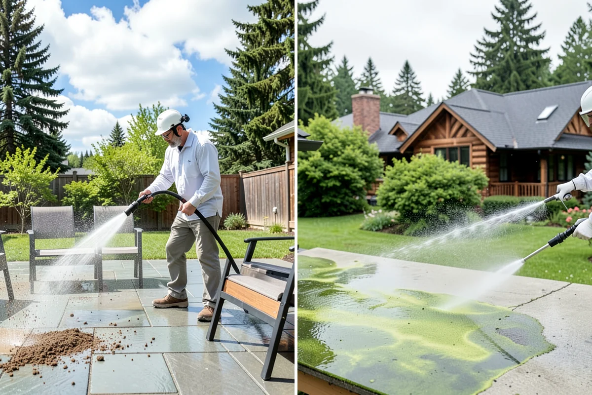 Concrete Walkway Cleaning in Maple Valley, King County, WA - Clear debris and protect adjacent planting beds