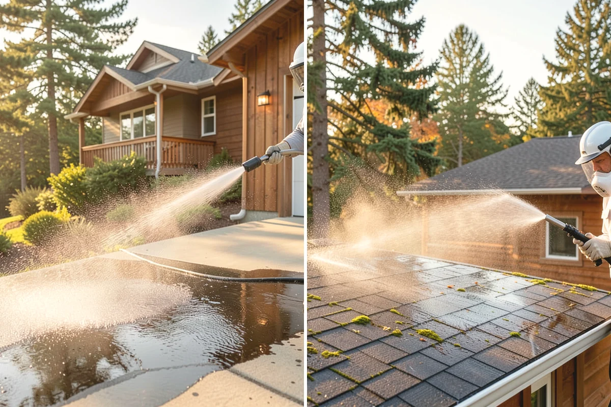 Concrete Walkway Cleaning in Mill Creek, Snohomish County, WA - Clear debris and protect adjacent planting beds