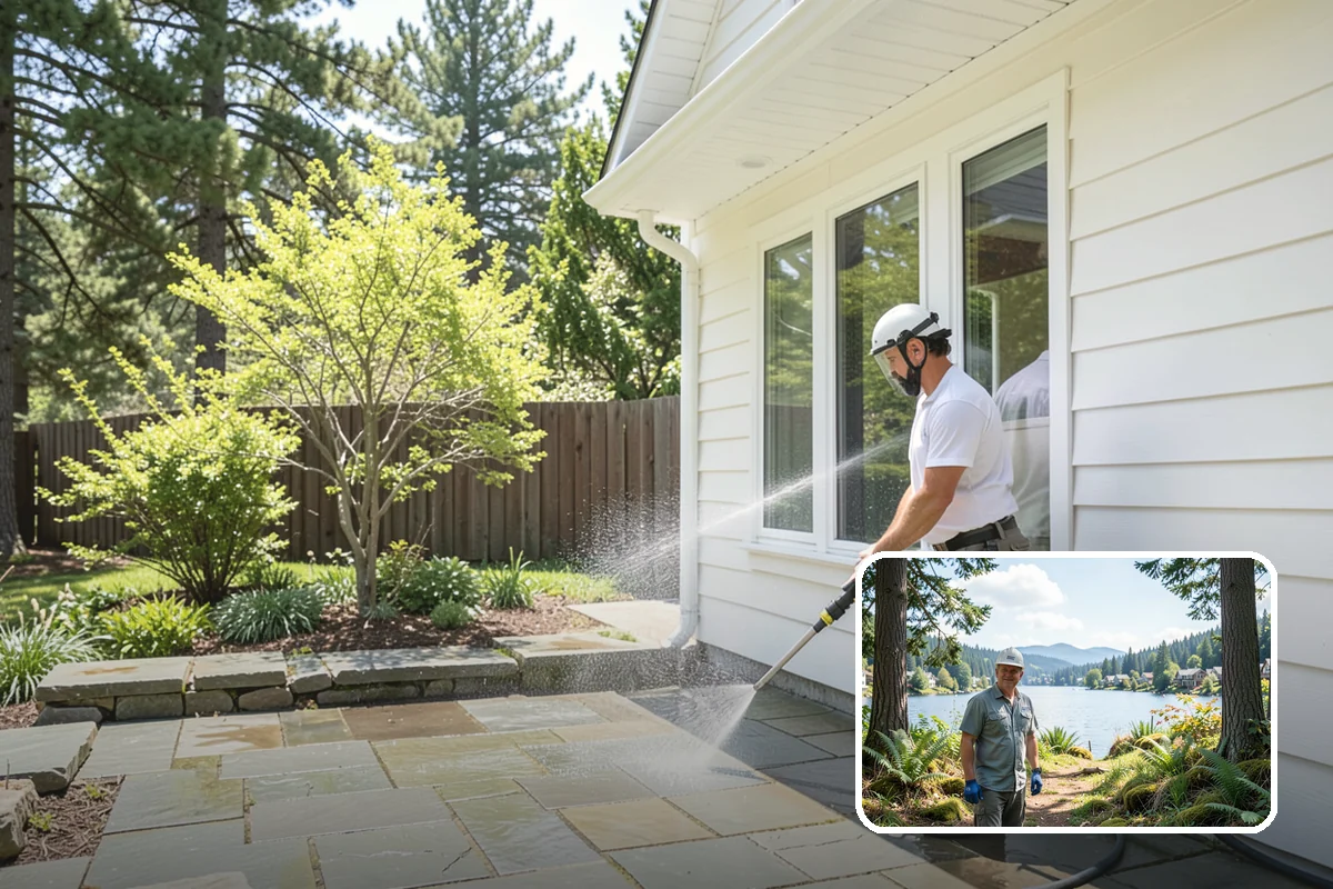 Concrete Walkway Cleaning in Milton, King County, WA - Lifts embedded grime from porous concrete