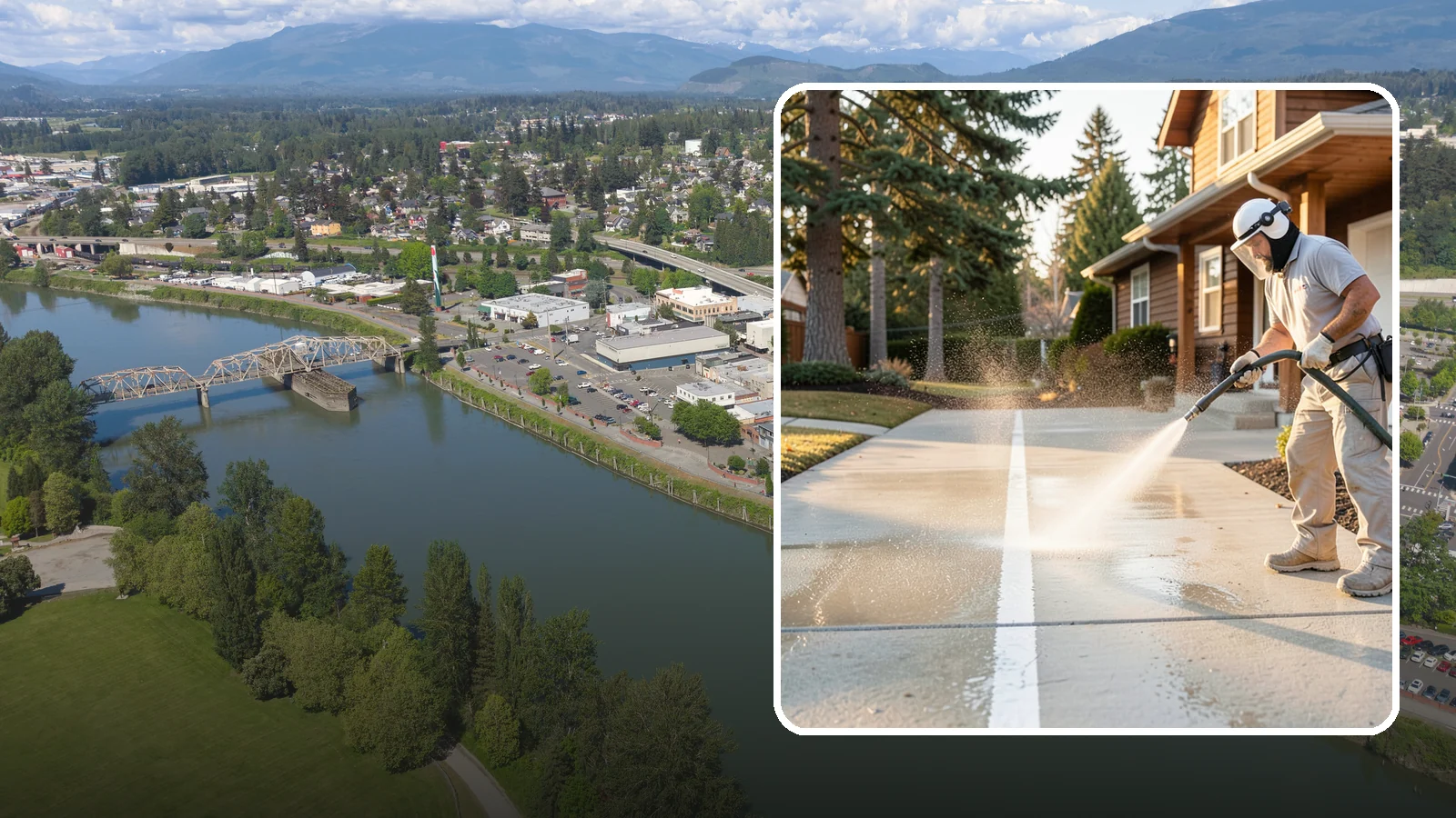 Concrete Walkway Cleaning in Mount Vernon, Skagit County, WA - Deep-clean poured concrete walkways to lift years of Northwest grime, algae, and shaded discoloration.