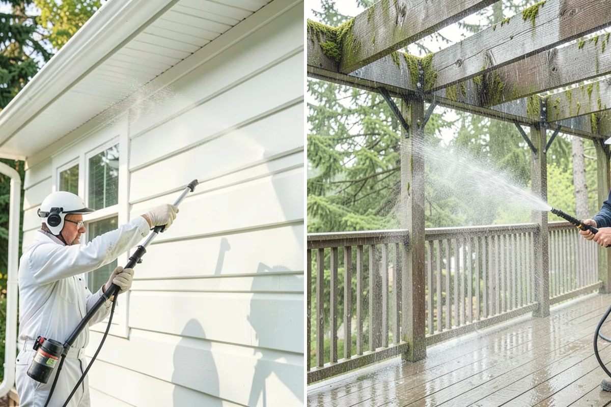 Concrete Walkway Cleaning in Mountlake Terrace, Snohomish County, WA - Clear debris and protect adjacent planting beds