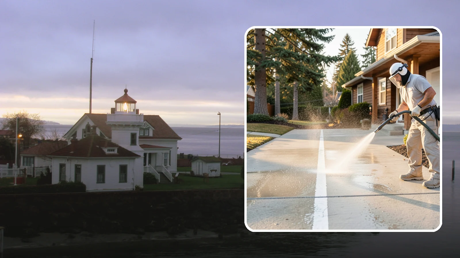 Concrete Walkway Cleaning in Mukilteo, Snohomish County, WA - Deep-clean poured concrete walkways to lift years of Northwest grime, algae, and shaded discoloration.