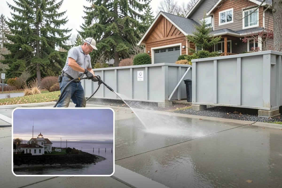 Concrete Walkway Cleaning in Mukilteo, Snohomish County, WA - Lifts embedded grime from porous concrete