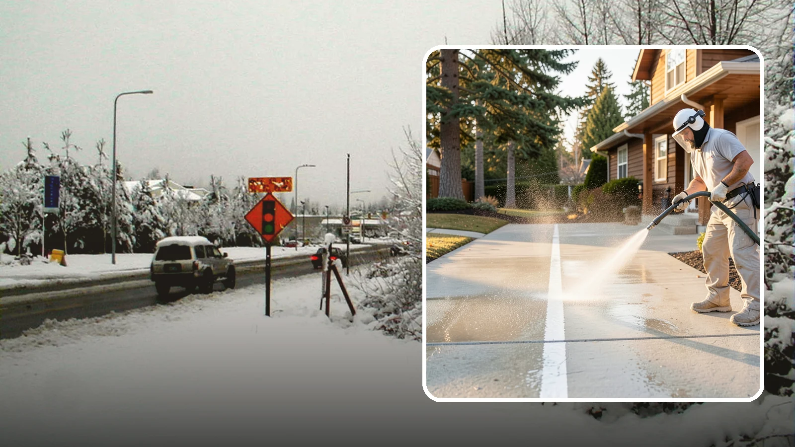 Concrete Walkway Cleaning in Newcastle, King County, WA - Deep-clean poured concrete walkways to lift years of Northwest grime, algae, and shaded discoloration.