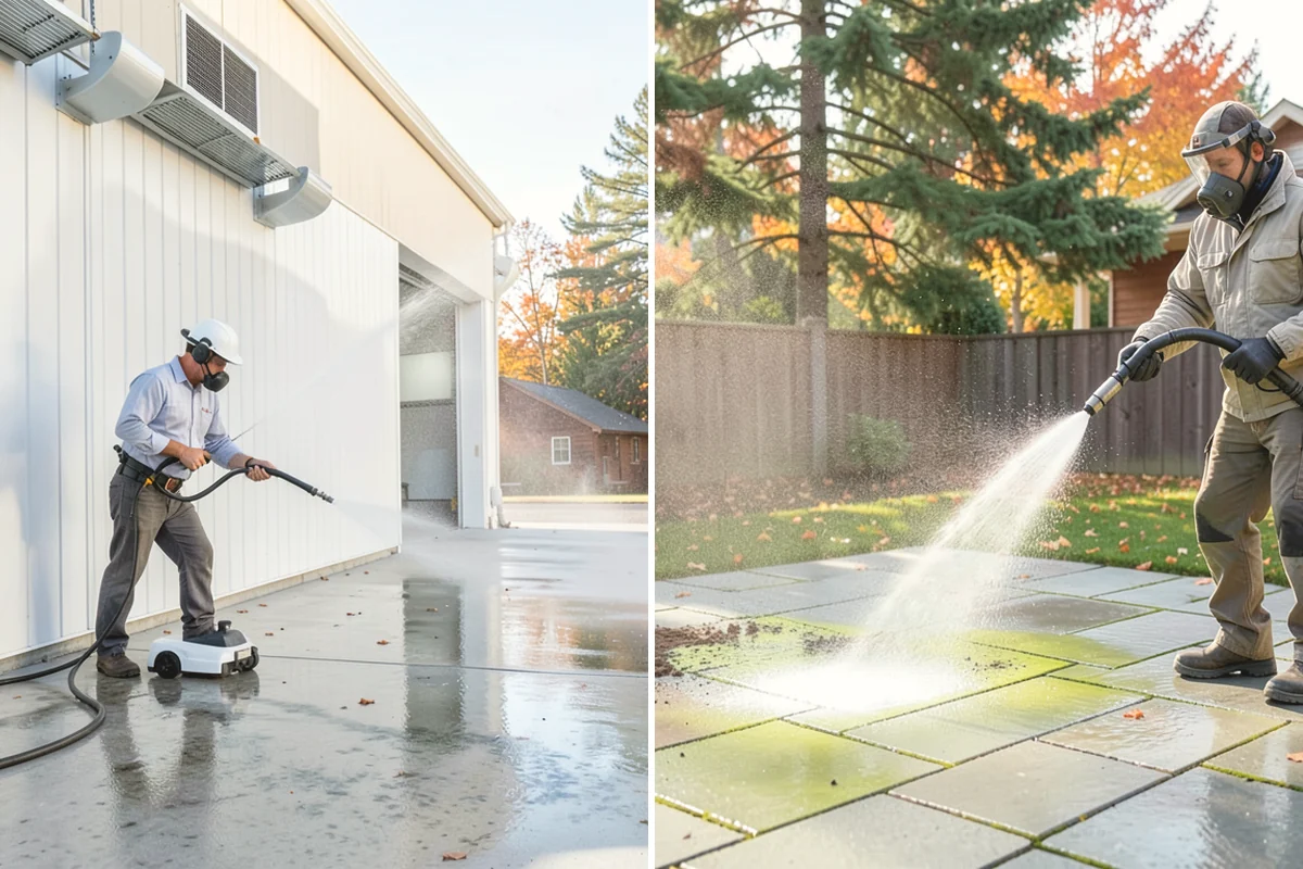 Concrete Walkway Cleaning in North Bend, King County, WA - Clear debris and protect adjacent planting beds