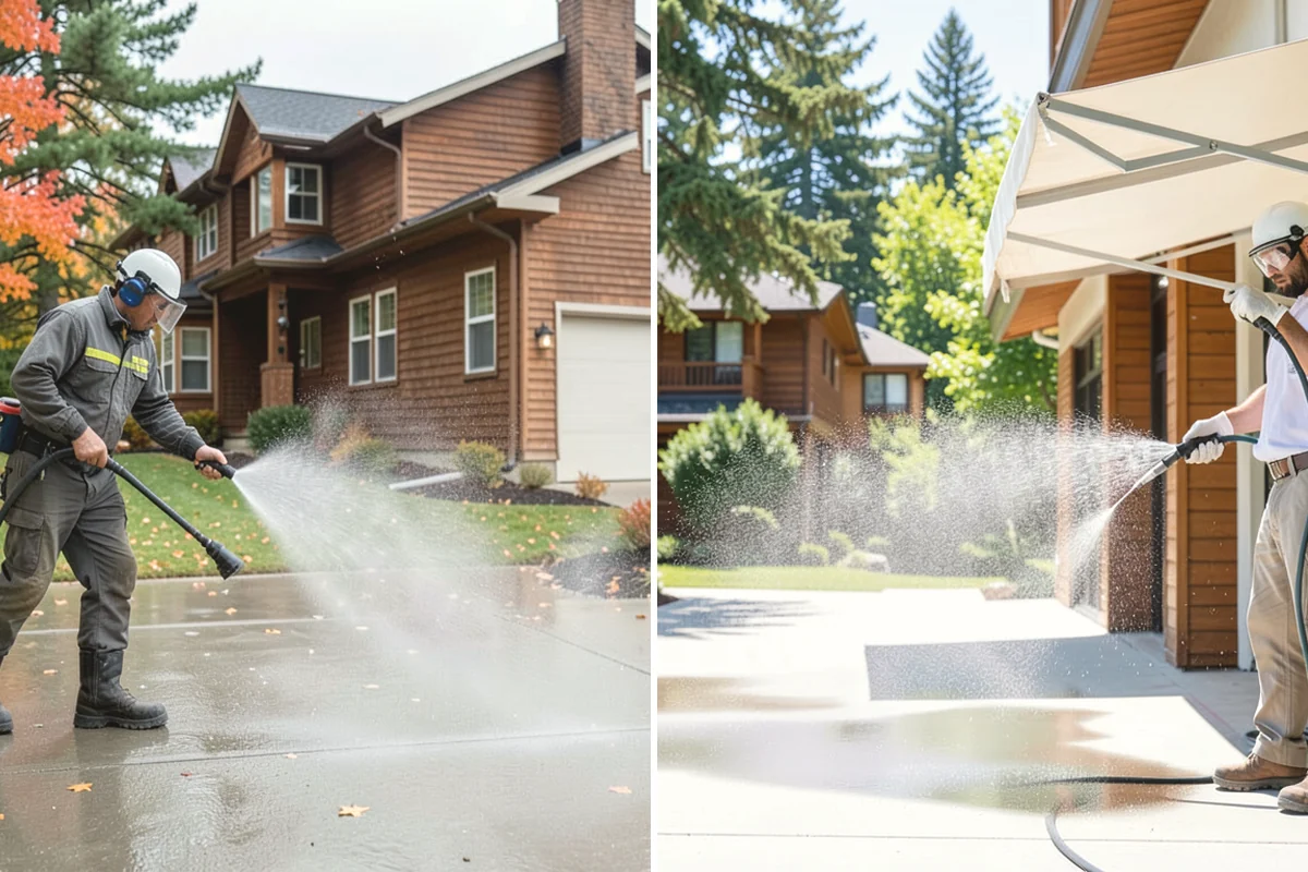 Concrete Walkway Cleaning in Oak Harbor, Island County, WA - Clear debris and protect adjacent planting beds
