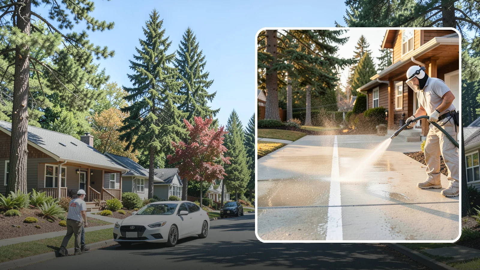 Concrete Walkway Cleaning in Orting, Pierce County, WA - Deep-clean poured concrete walkways to lift years of Northwest grime, algae, and shaded discoloration.