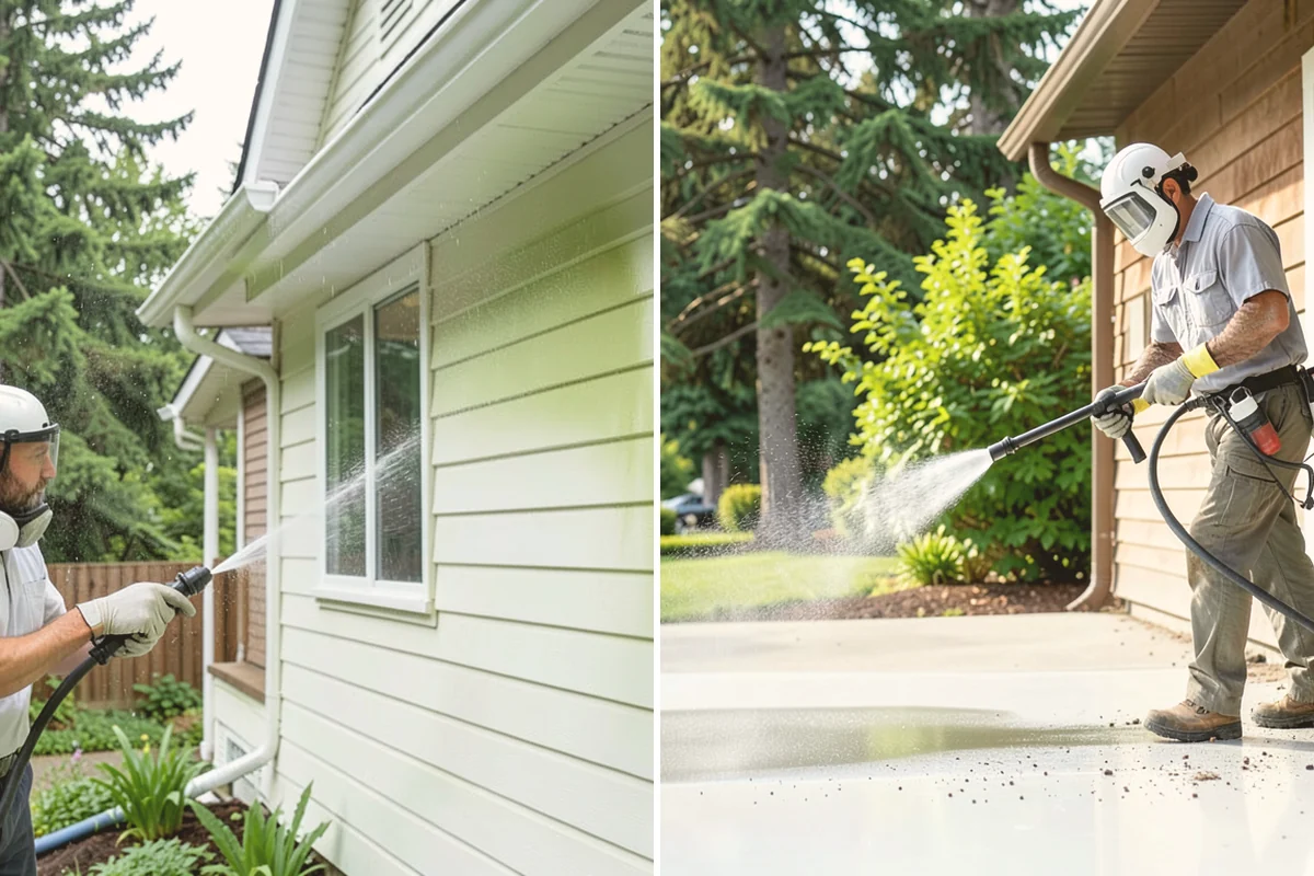 Concrete Walkway Cleaning in Orting, Pierce County, WA - Clear debris and protect adjacent planting beds