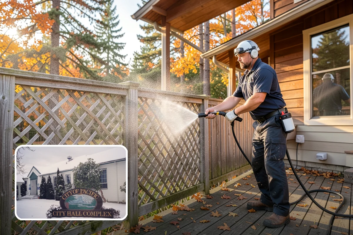 Concrete Walkway Cleaning in Pacific, King County, WA - Lifts embedded grime from porous concrete