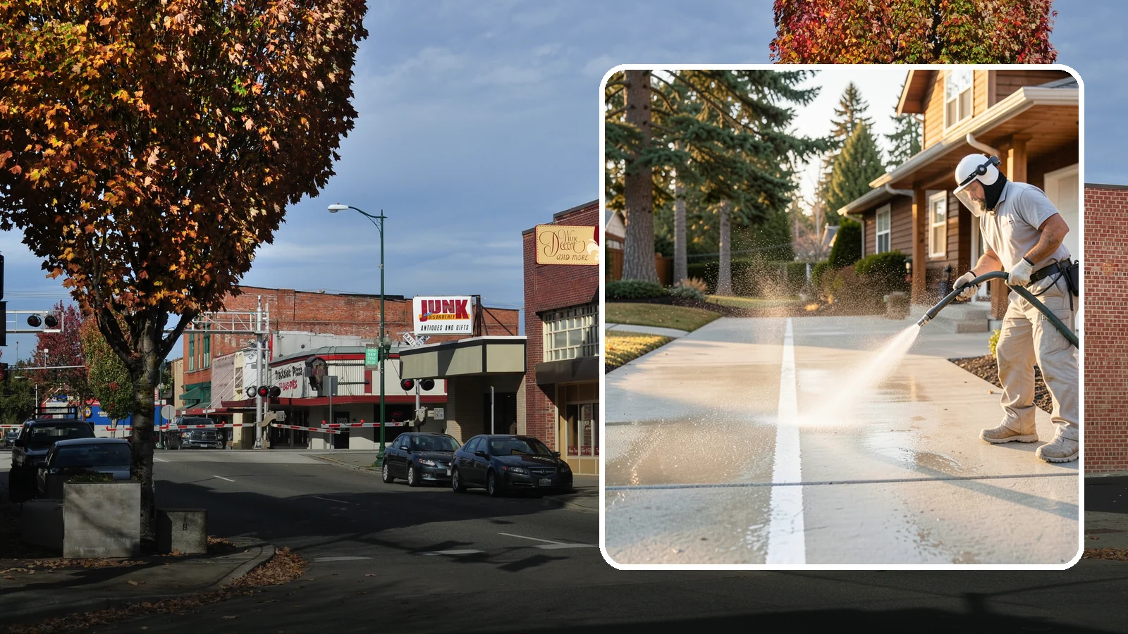 Concrete Walkway Cleaning in Puyallup, Pierce County, WA - Deep-clean poured concrete walkways to lift years of Northwest grime, algae, and shaded discoloration.