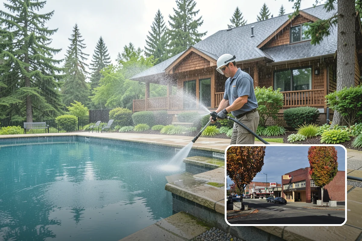 Concrete Walkway Cleaning in Puyallup, Pierce County, WA - Lifts embedded grime from porous concrete
