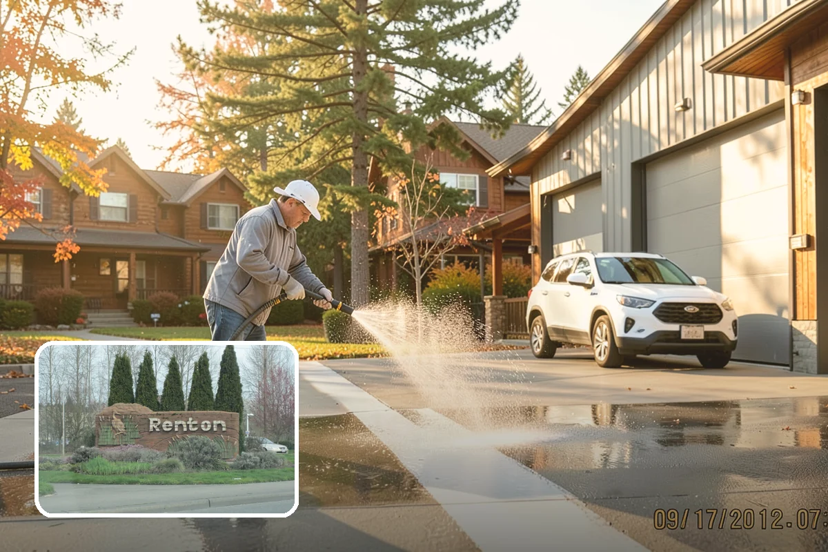 Concrete Walkway Cleaning in Renton, King County, WA - Lifts embedded grime from porous concrete