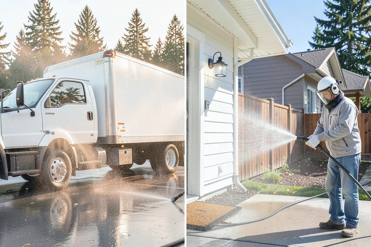 Concrete Walkway Cleaning in Renton, King County, WA - Clear debris and protect adjacent planting beds