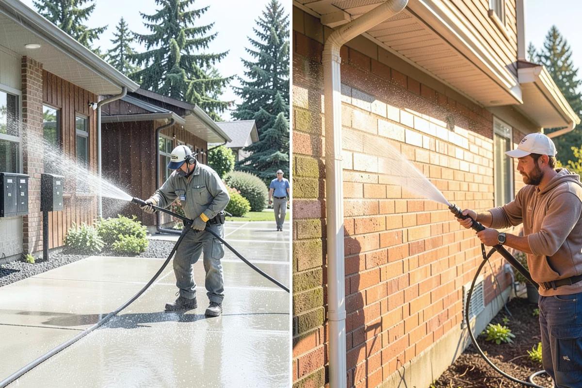 Concrete Walkway Cleaning in Roy, Pierce County, WA - Clear debris and protect adjacent planting beds