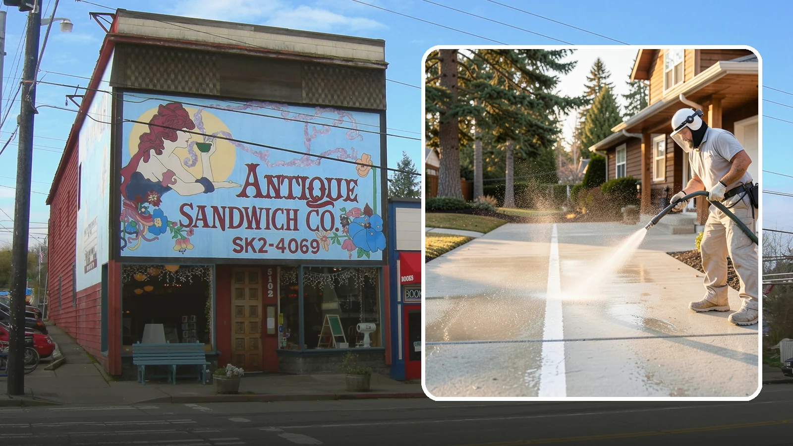 Concrete Walkway Cleaning in Ruston, Pierce County, WA - Deep-clean poured concrete walkways to lift years of Northwest grime, algae, and shaded discoloration.
