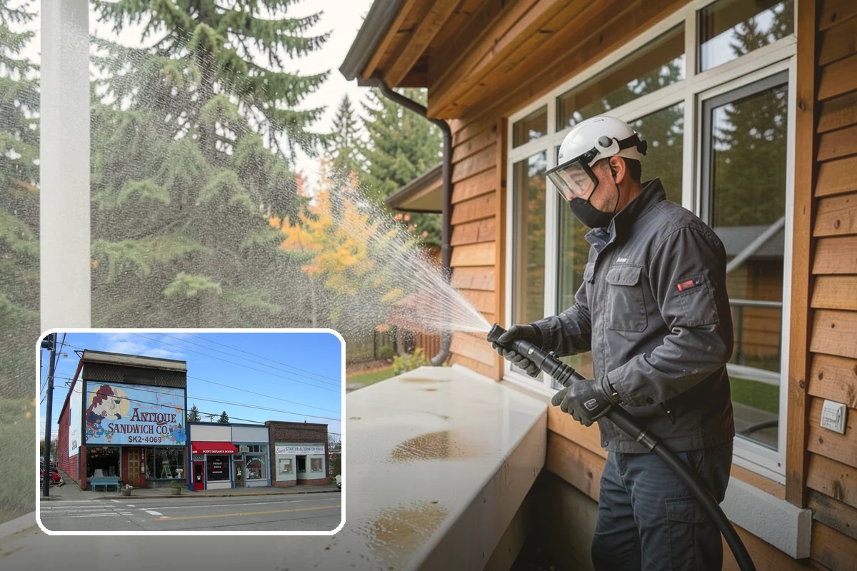 Concrete Walkway Cleaning in Ruston, Pierce County, WA - Lifts embedded grime from porous concrete