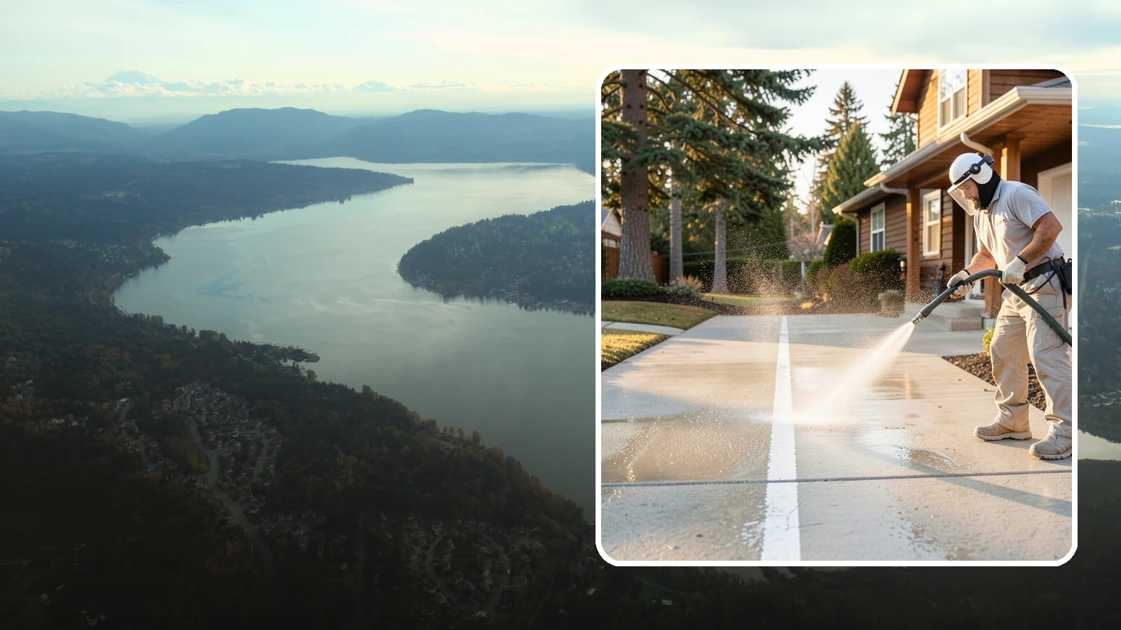 Concrete Walkway Cleaning in Sammamish, King County, WA - Deep-clean poured concrete walkways to lift years of Northwest grime, algae, and shaded discoloration.