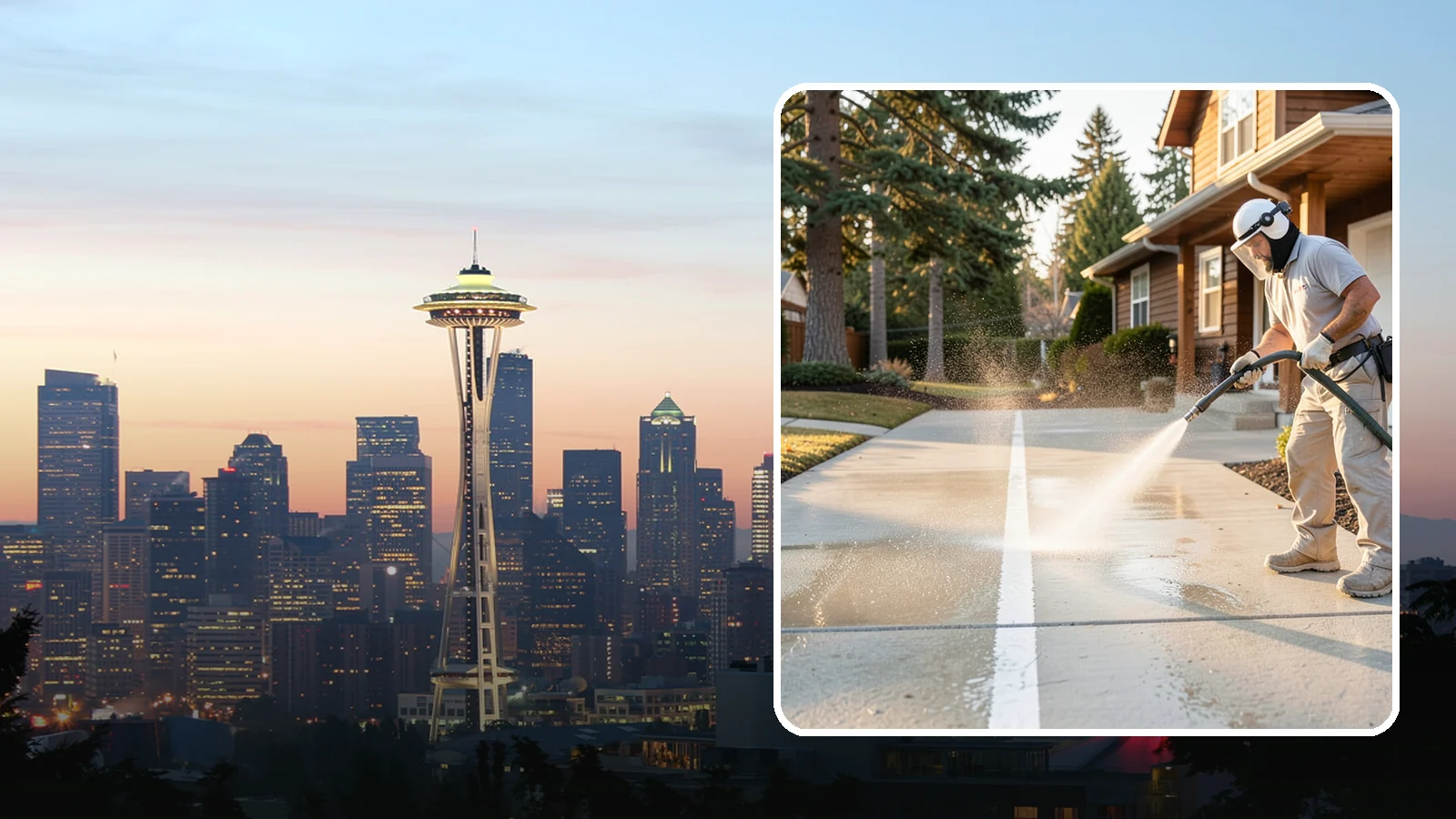 Concrete Walkway Cleaning in Seattle, King County, WA - Deep-clean poured concrete walkways to lift years of Northwest grime, algae, and shaded discoloration.