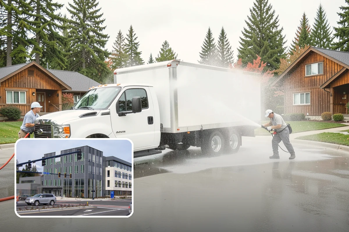 Concrete Walkway Cleaning in Shoreline, King County, WA - Lifts embedded grime from porous concrete