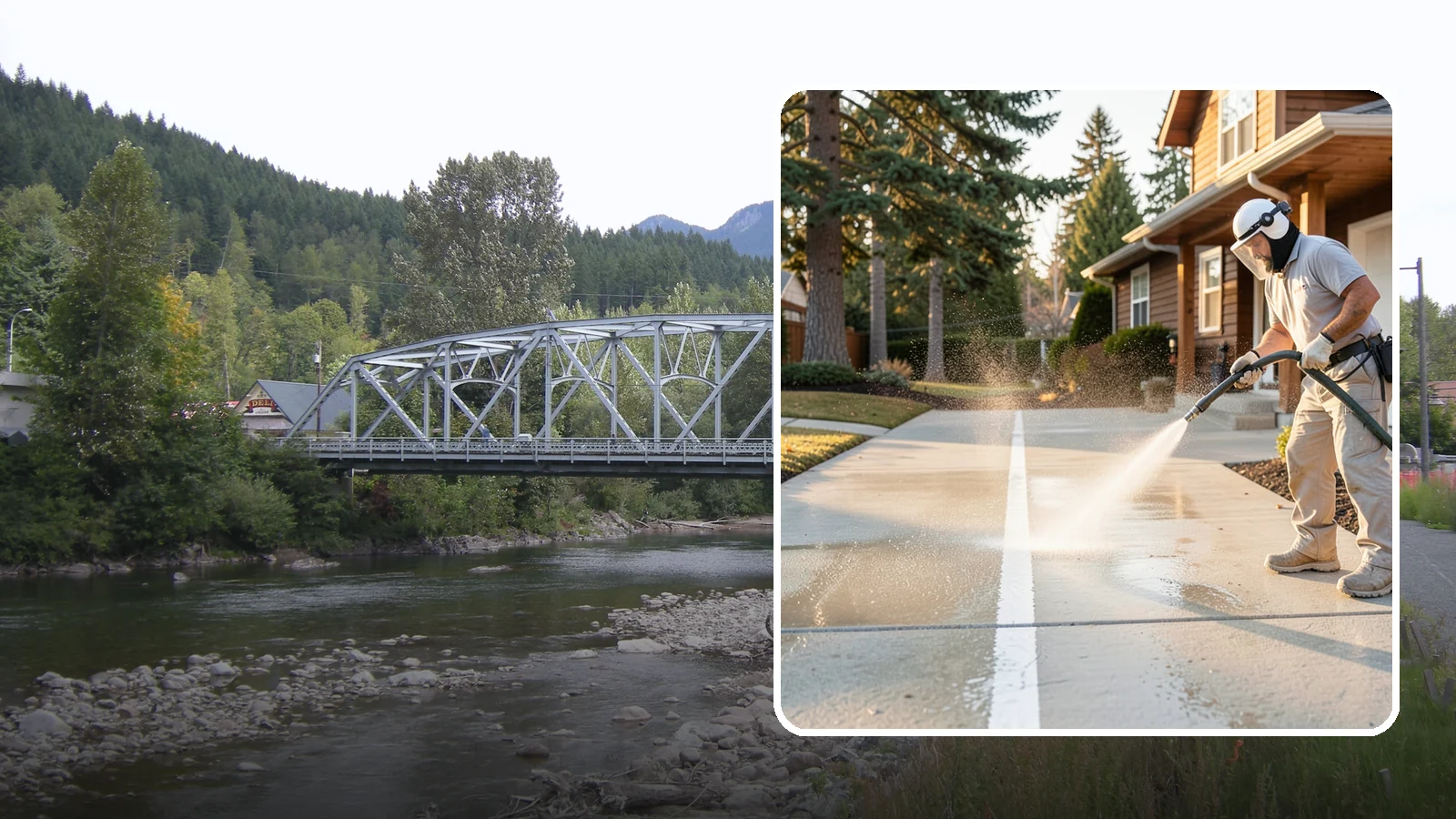 Concrete Walkway Cleaning in Skykomish, King County, WA - Deep-clean poured concrete walkways to lift years of Northwest grime, algae, and shaded discoloration.