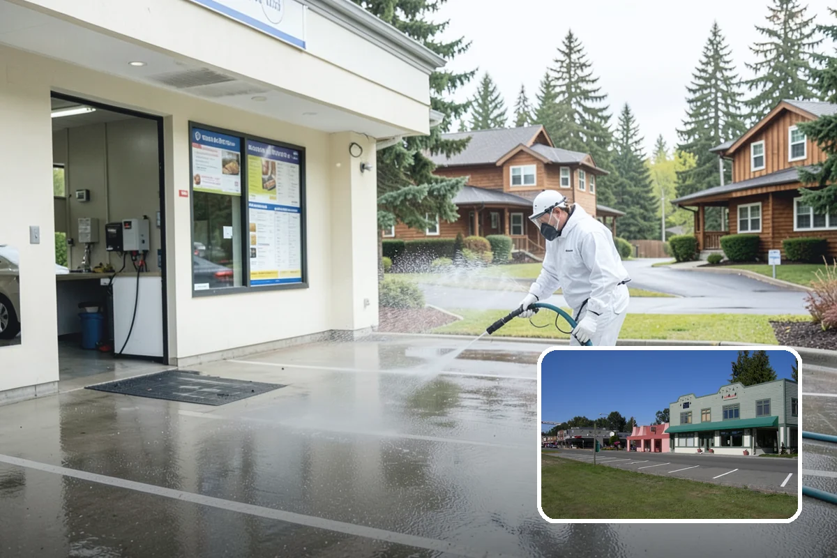 Concrete Walkway Cleaning in Snoqualmie, King County, WA - Lifts embedded grime from porous concrete