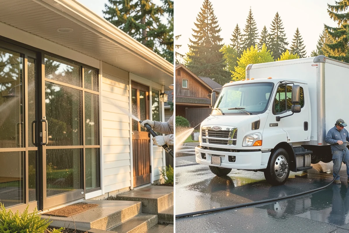 Concrete Walkway Cleaning in Stanwood, Snohomish County, WA - Clear debris and protect adjacent planting beds