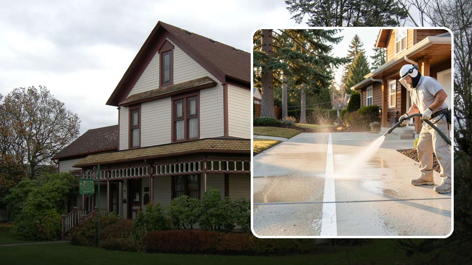 Concrete Walkway Cleaning in Sumner, Pierce County, WA - Deep-clean poured concrete walkways to lift years of Northwest grime, algae, and shaded discoloration.