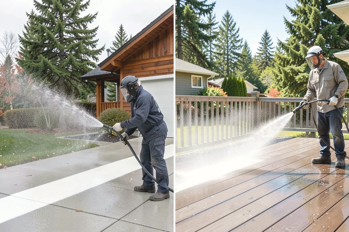 Concrete Walkway Cleaning in Tukwila, King County, WA - Clear debris and protect adjacent planting beds