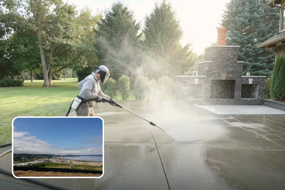 Concrete Walkway Cleaning in University Place, Pierce County, WA - Lifts embedded grime from porous concrete