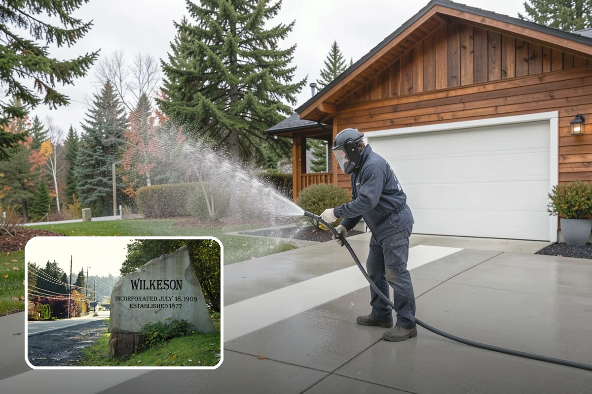 Concrete Walkway Cleaning in Wilkeson, Pierce County, WA - Lifts embedded grime from porous concrete