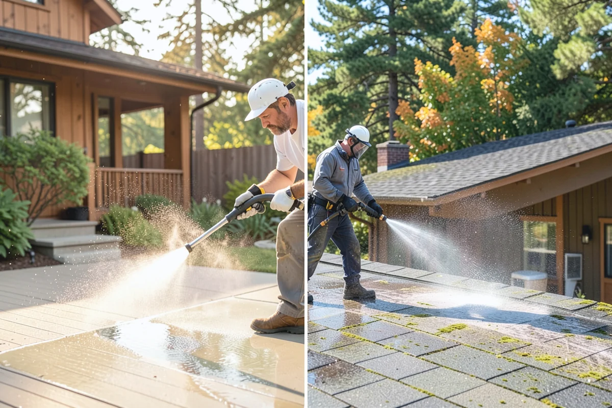 Concrete Walkway Cleaning in Wilkeson, Pierce County, WA - Clear debris and protect adjacent planting beds