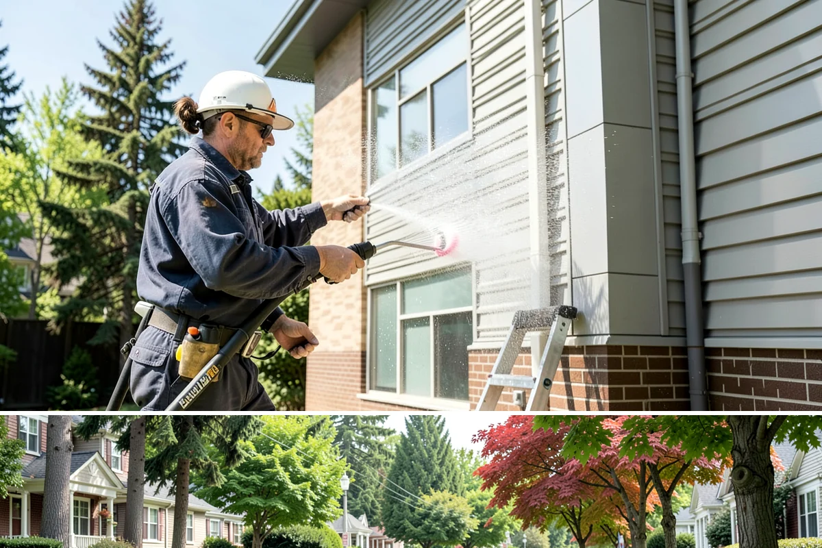 Concrete Wall Cleaning in Beaux Arts Village, King County, WA - Spring is a strong time to clear the algae that flourished through the wet winter, giving walls a clean start before summer.