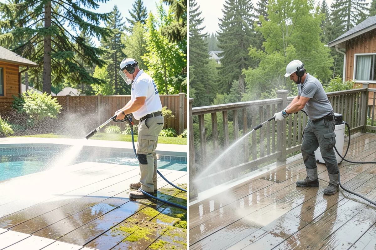 Concrete Wall Cleaning in Bellevue, King County, WA - Protect adjacent plantings and cover nearby surfaces