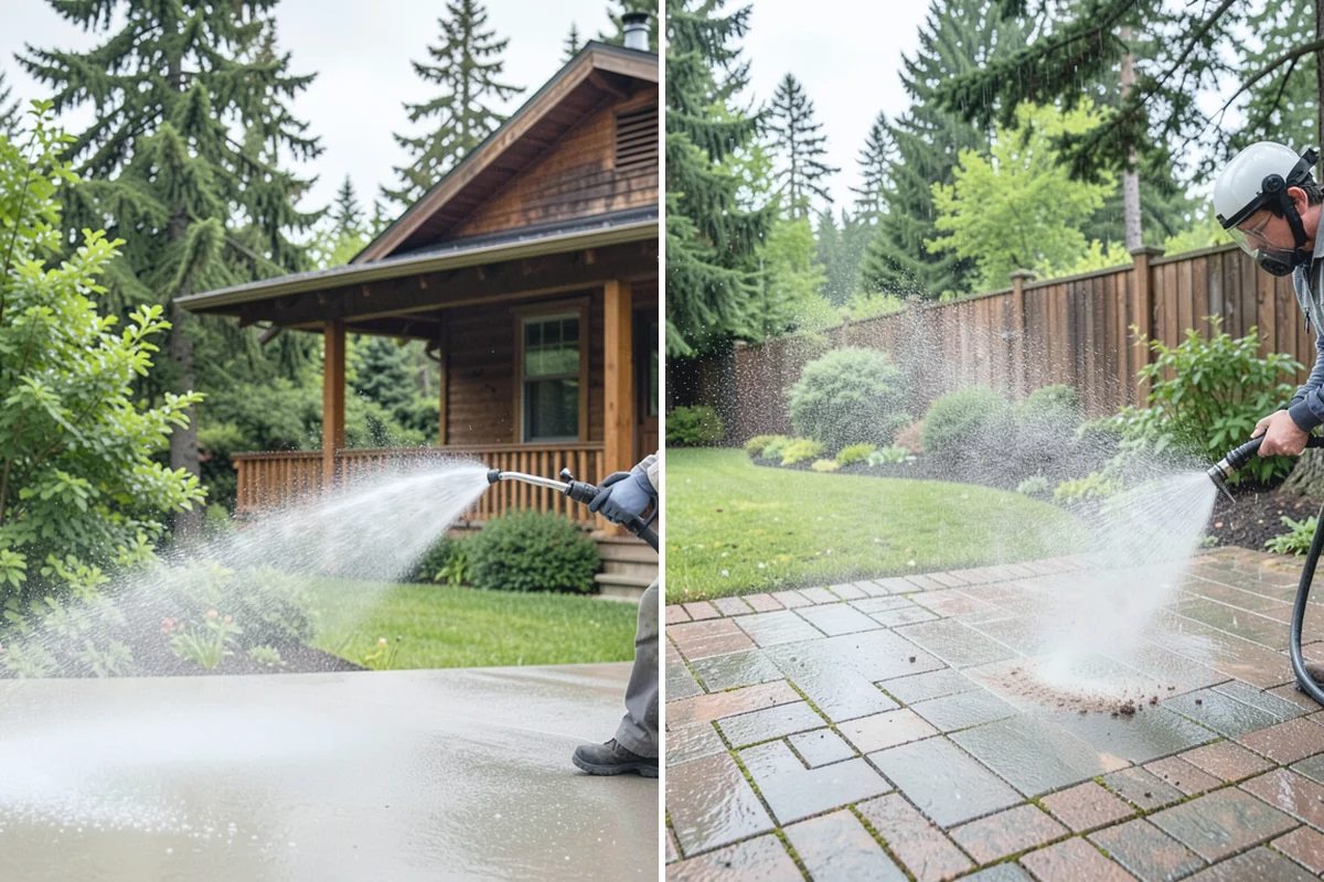 Concrete Wall Cleaning in Bonney Lake, Pierce County, WA - Protect adjacent plantings and cover nearby surfaces