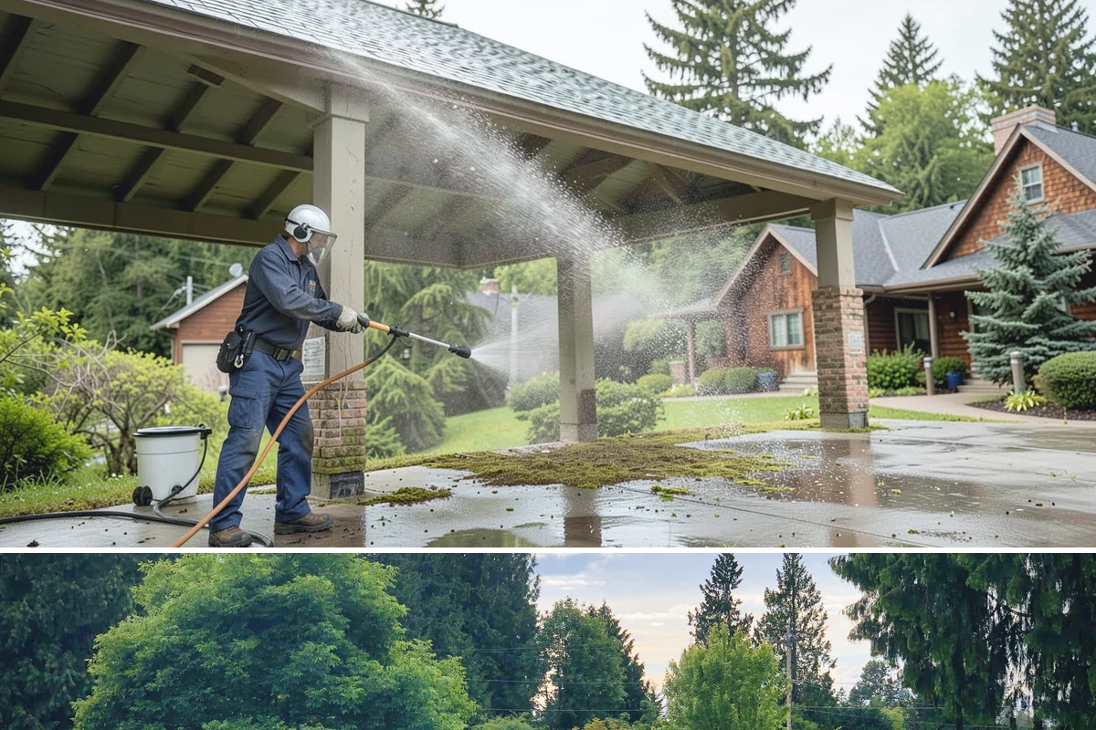 Concrete Wall Cleaning in Bonney Lake, Pierce County, WA - Spring is a strong time to clear the algae that flourished through the wet winter, giving walls a clean start before summer.