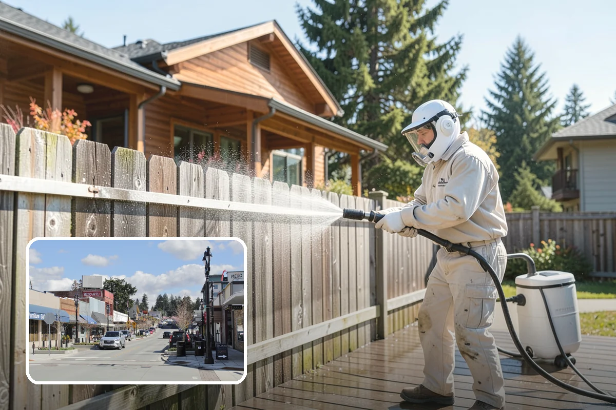 Concrete Wall Cleaning in Bothell, King County, WA - Clears green algae from shaded, north-facing wall surfaces