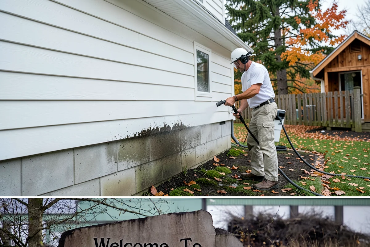 Concrete Wall Cleaning in Buckley, Pierce County, WA - Spring is a strong time to clear the algae that flourished through the wet winter, giving walls a clean start before summer.