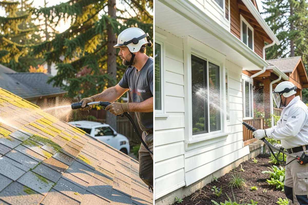 Concrete Wall Cleaning in Burien, King County, WA - Protect adjacent plantings and cover nearby surfaces