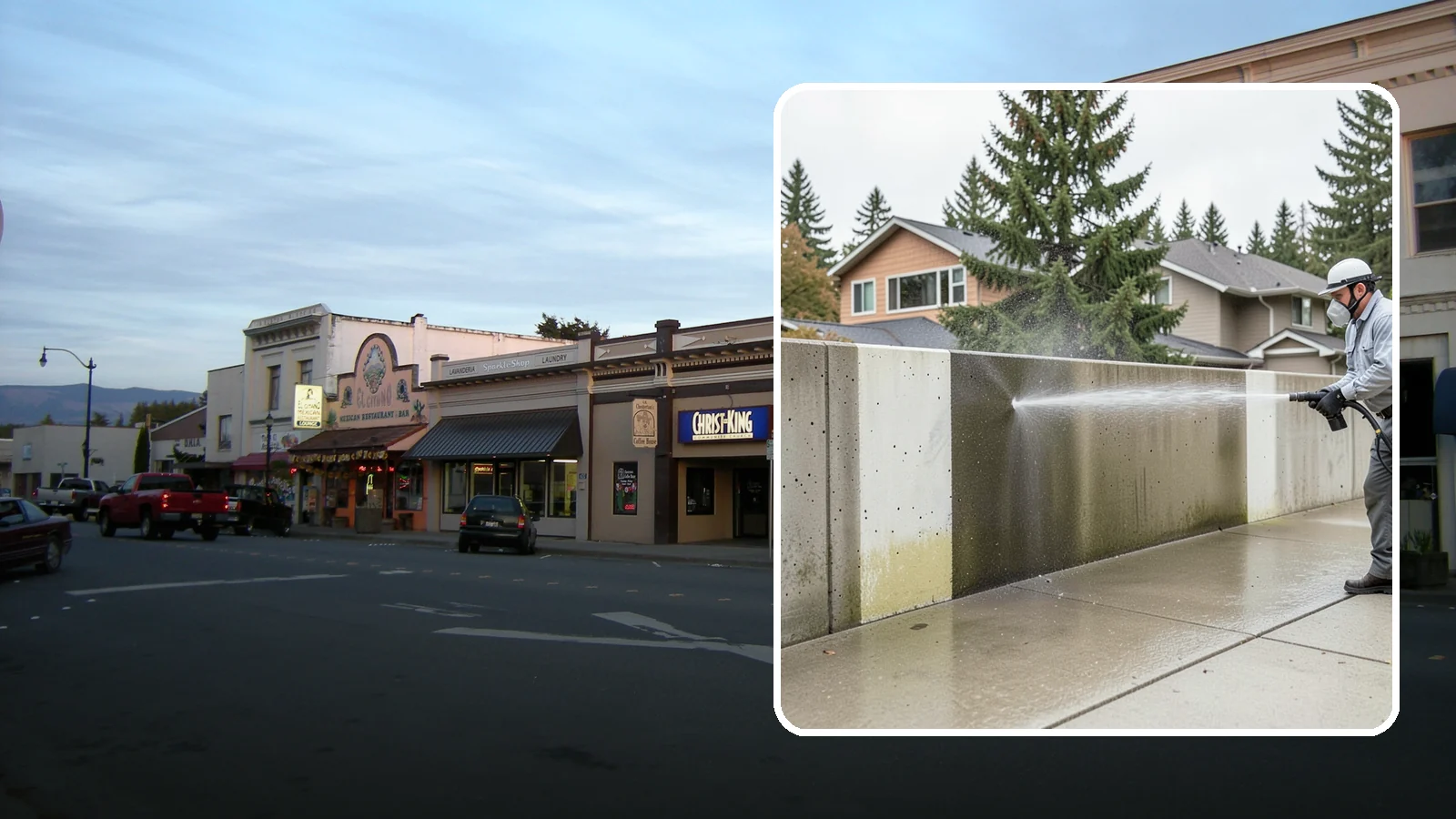 Concrete Wall Cleaning in Burlington, Skagit County, WA - Wash algae and grime from vertical concrete walls using soft-wash methods that clean without gouging.