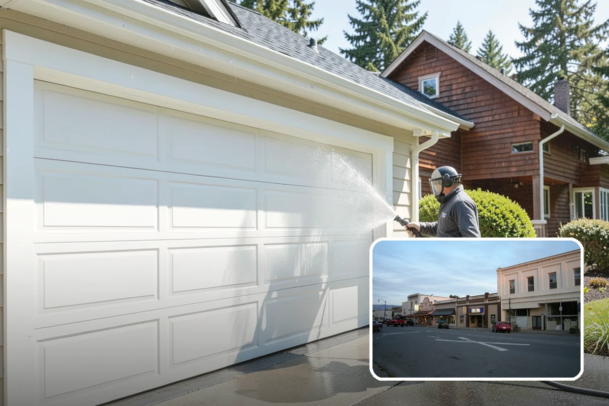 Concrete Wall Cleaning in Burlington, Skagit County, WA - Clears green algae from shaded, north-facing wall surfaces
